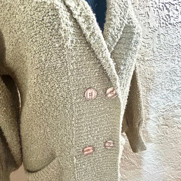 Vintage Monto Par Le Chois Bouclé Knit Cardigan Chunky Knit Puff Sleeve Coat Med - Picture 12 of 16